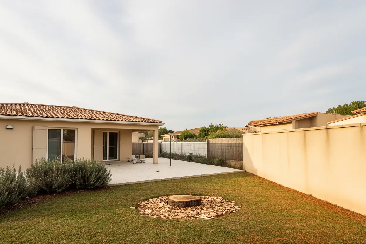 Jardin sécurisé après abattage du pin