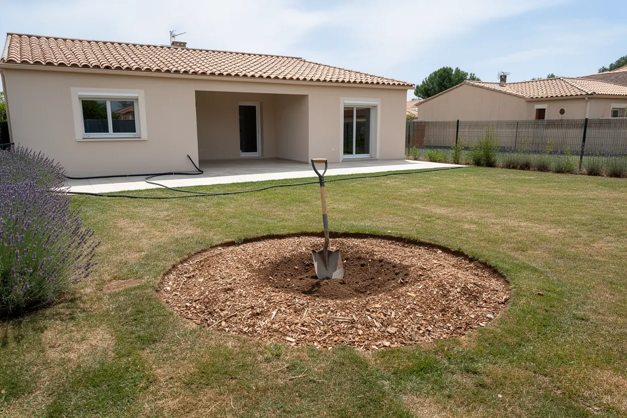 Terrain nivelé après dessouchage mécanique à Caissargues